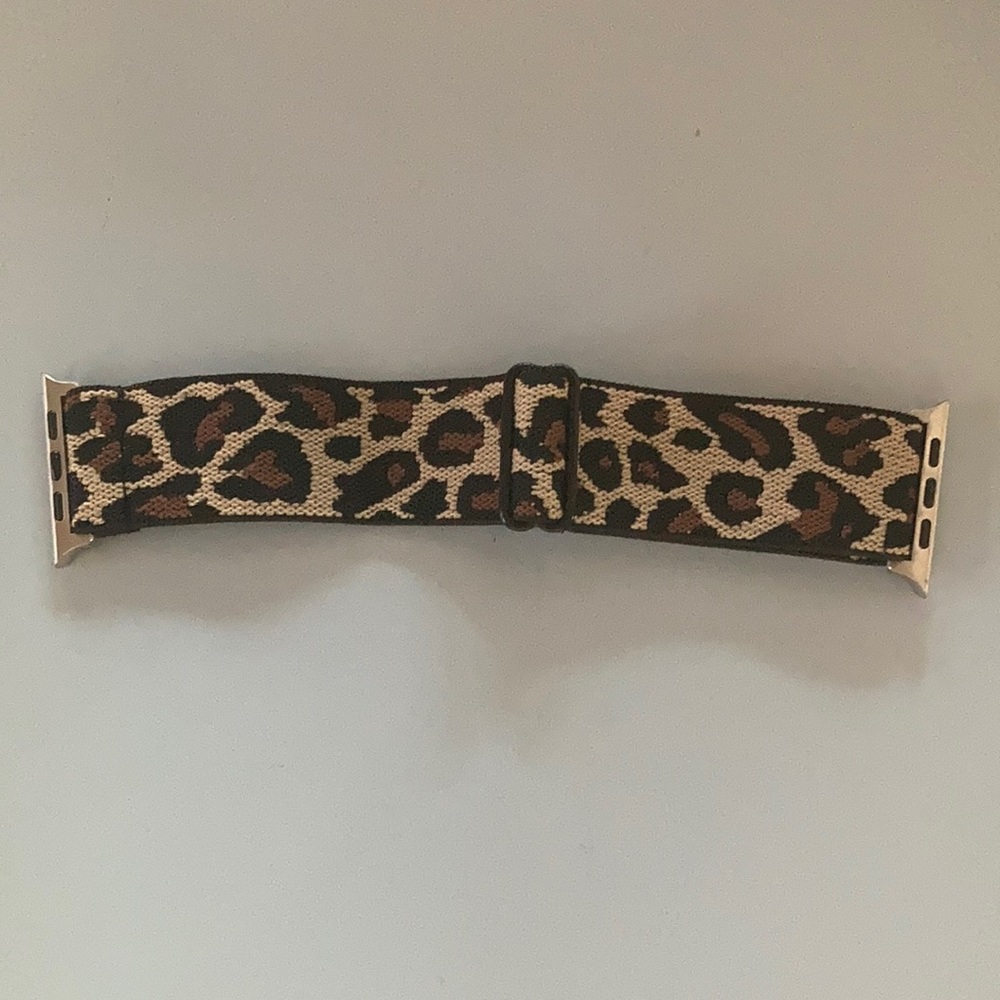 Cream leopard print stretchy watch band